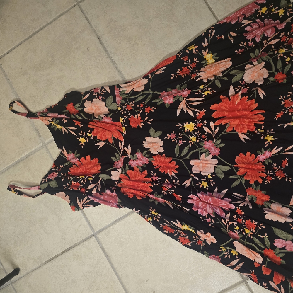 Old Navy Black Dress with Colorful Floral Design